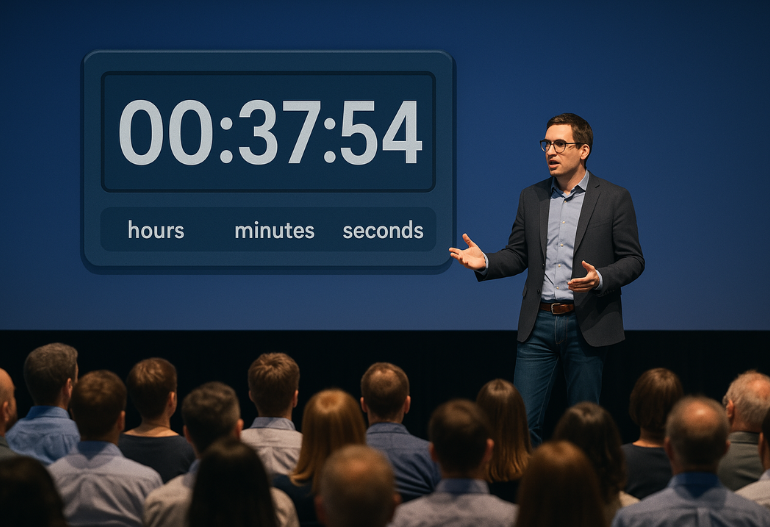 Let’s Time IT dashboard showing countdown timer for event management