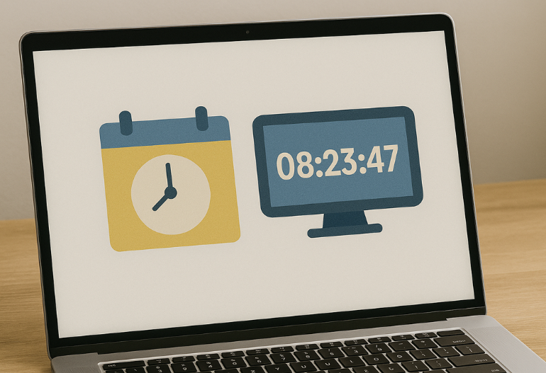 Event app displaying a live countdown timer on a digital screen during a conference session