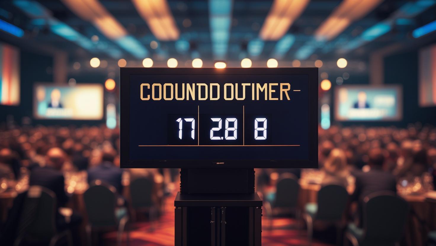 Event organizers using countdown timer for conferences to manage speaker time on stage