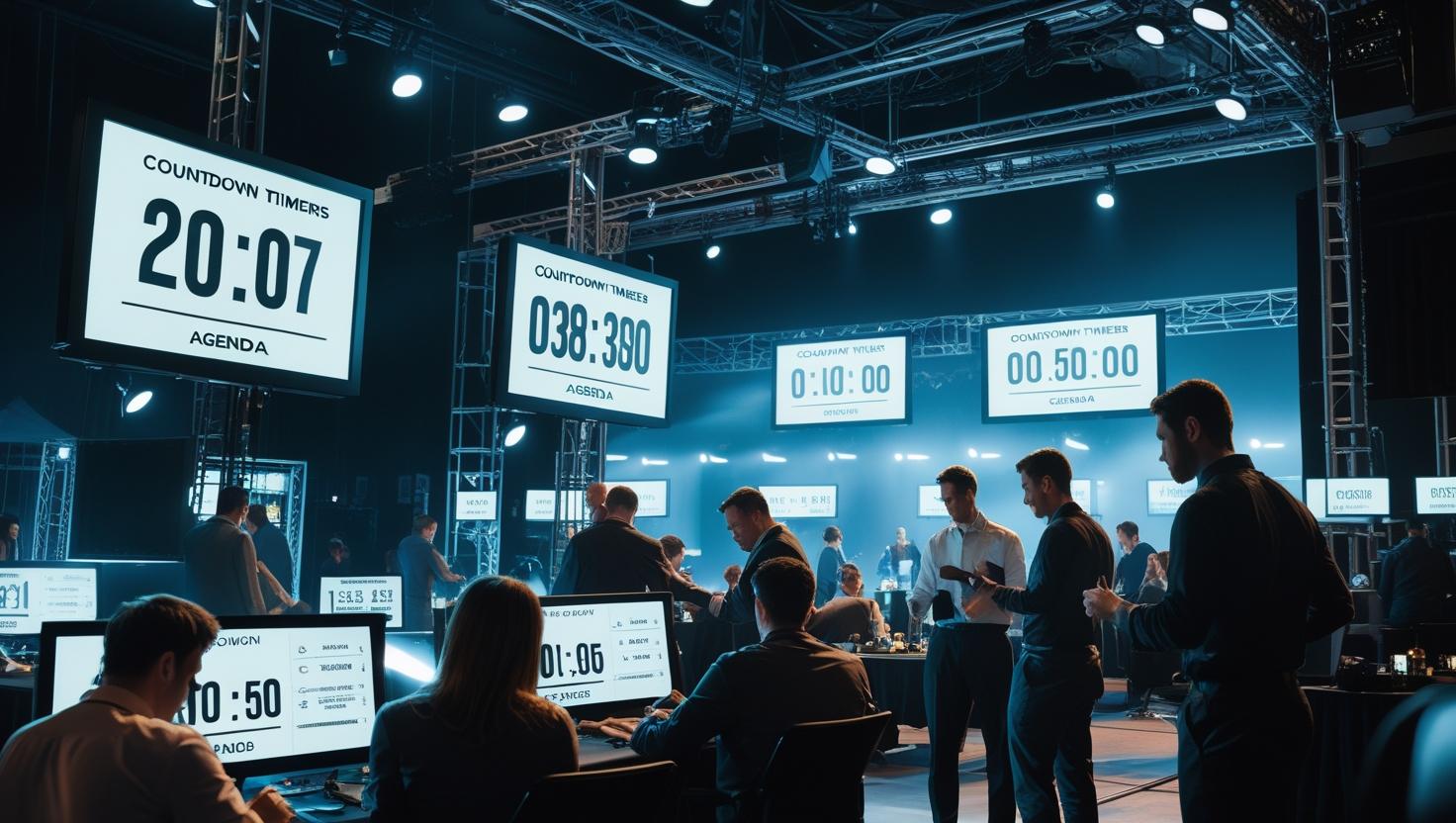 Event producer monitoring multiple countdown timers for parallel sessions