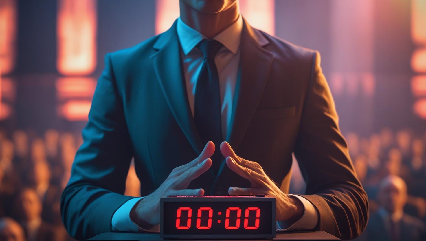 Countdown timer display helping a conference speaker stay on schedule during a session.