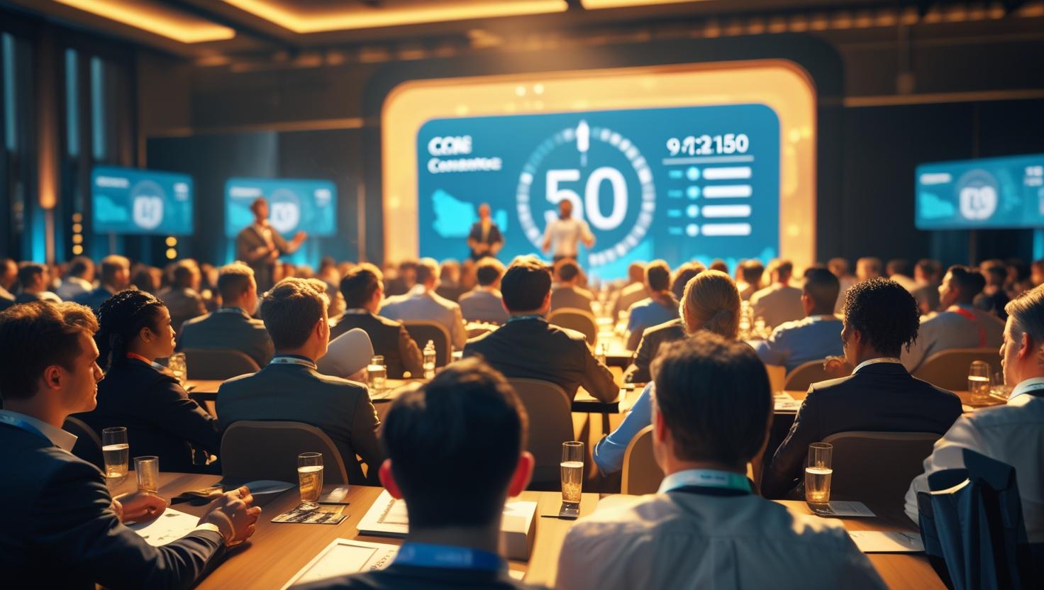 Discreet countdown timer helping improve attendee focus during a live event or webinar