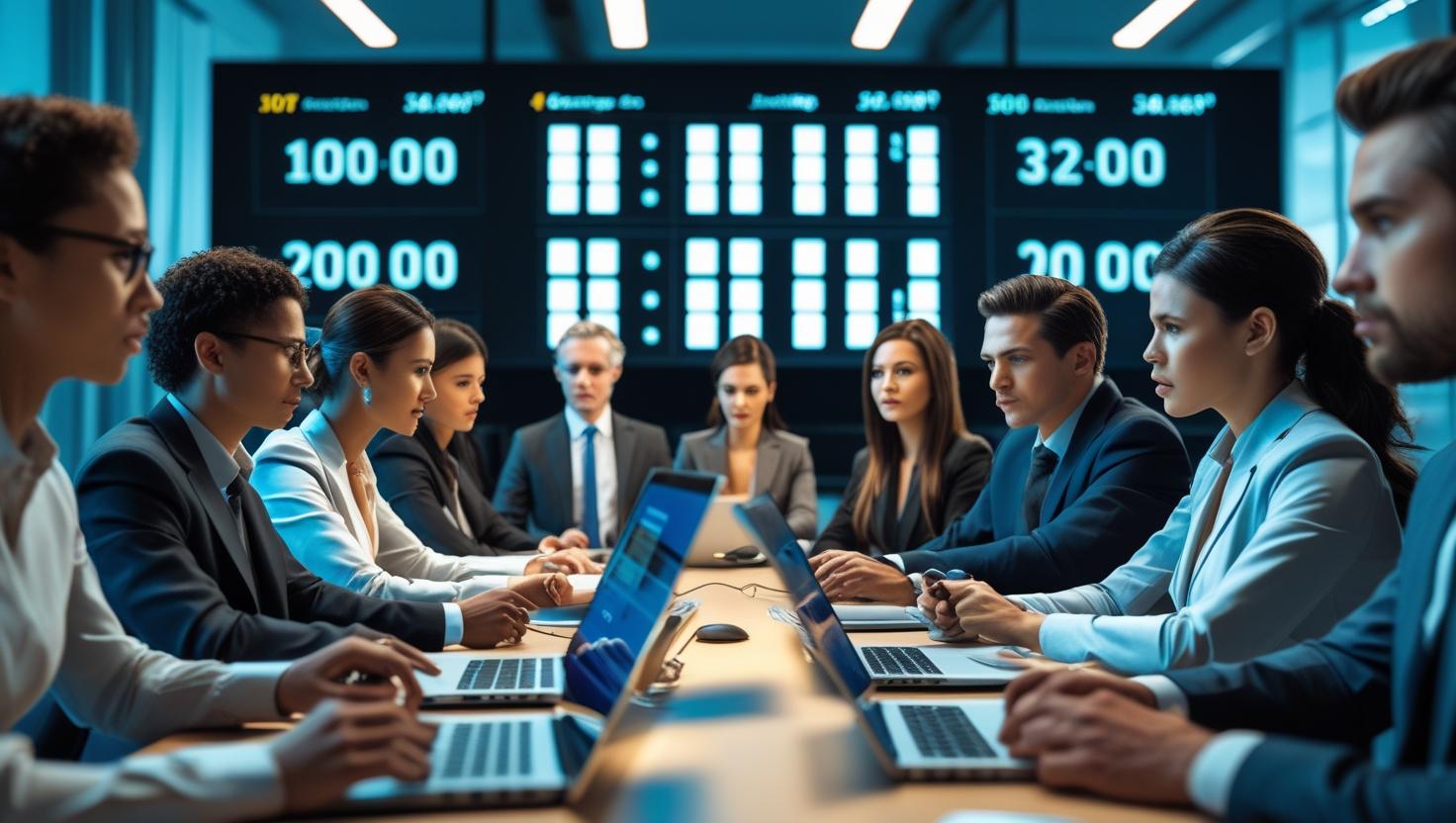 Corporate training session with a visible countdown timer on screen, helping employees stay focused and engaged during onboarding activities.